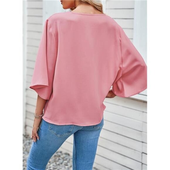 Womens Blouses and Tops Short Sleeve Chiffon Shirts and Tops - Picture 4 of 6